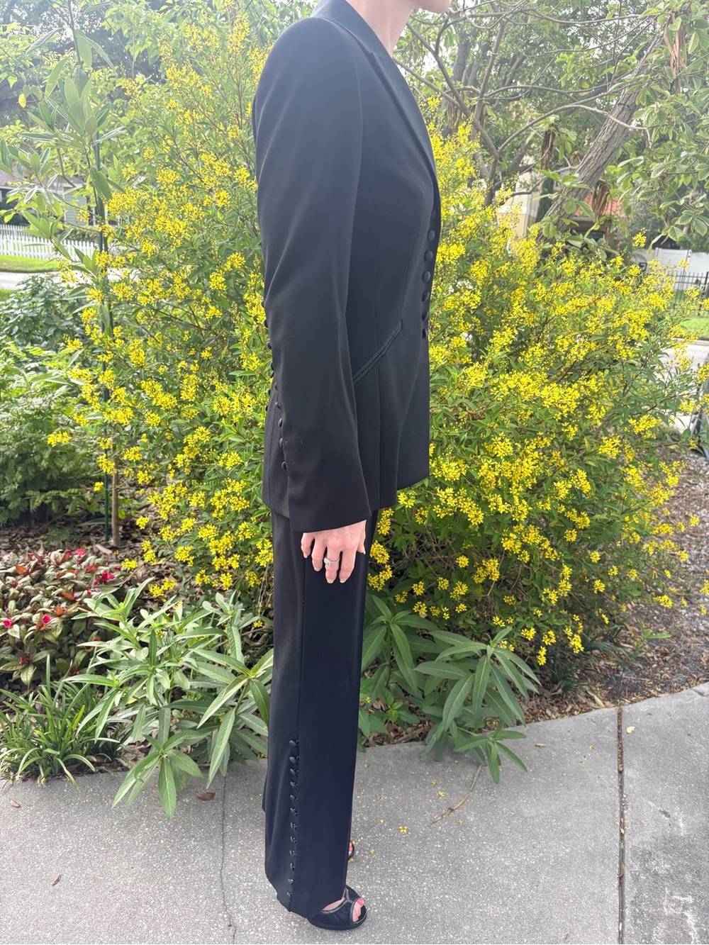 ESCADA Vintage Couture Black Open-Back Button Pant Suit Rare Statement Runway - Picture 4 of 16